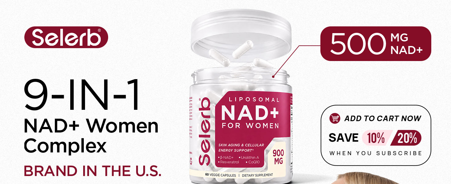 NAD+ Supplement for Women - NMN Alternative with β-NAD+, Trans-Resveratrol, CoQ10, D-Ribose - Promotes Cellular Renewal, Energy, and Radiant Skin Health - 60 Capsules Advanced