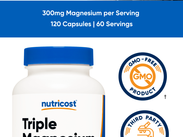 Nutricost Triple Magnesium Complex 300mg, 120 Capsules, 60 Servings