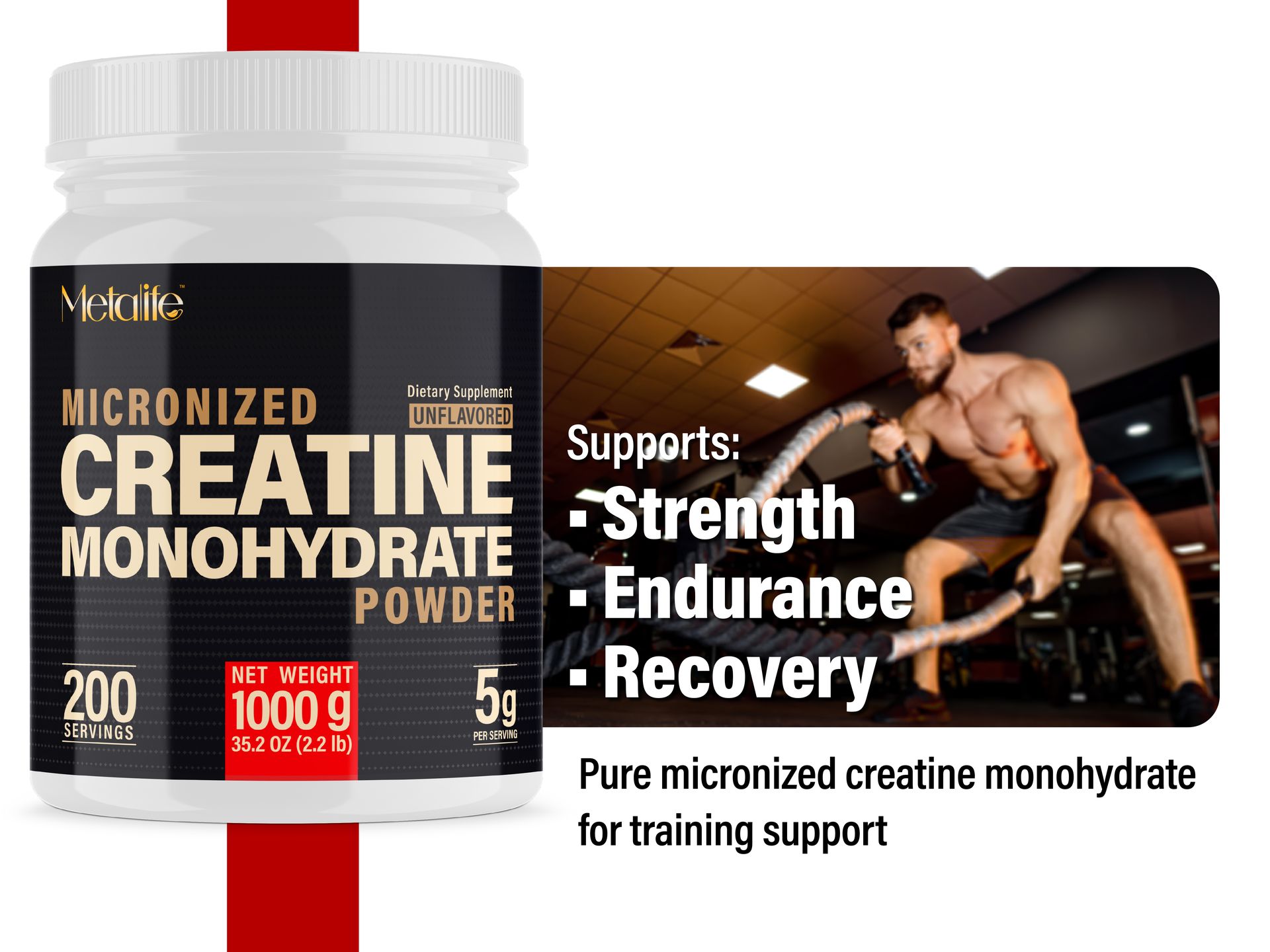 Creatine Monohydrate Powder 200 Servings, Micronized Powder, Muscle Growth, Unflavored, Ideal for Athletes & Fitness Enthusiasts, Third Party lab Tested, Vegan, 1000 g