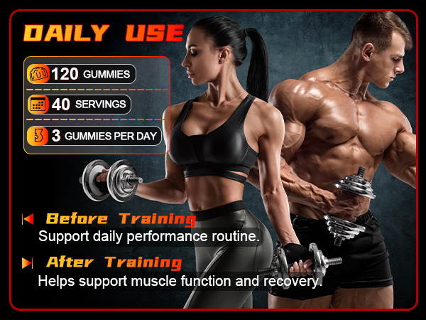 Creatine Monohydrate Gummies for Men & Women with L-Carnitine & Taurine