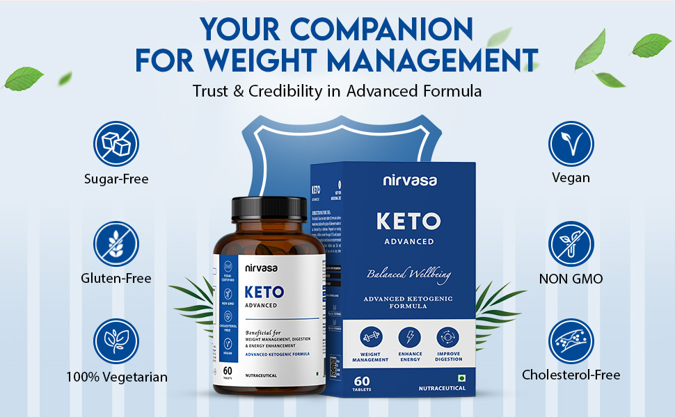 Nirvasa KETO Advanced Tablets (60 Tabs) with Garcinia Cambogia & Green Coffee Extract | Supports Weight Loss, Fat Burning & Ketosis | Boosts Energy & Metabolism | Natural Keto Supplement – Pack of 1