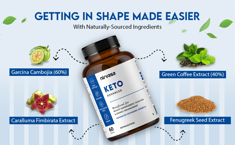 Nirvasa KETO Advanced Tablets (60 Tabs) with Garcinia Cambogia & Green Coffee Extract | Supports Weight Loss, Fat Burning & Ketosis | Boosts Energy & Metabolism | Natural Keto Supplement – Pack of 1