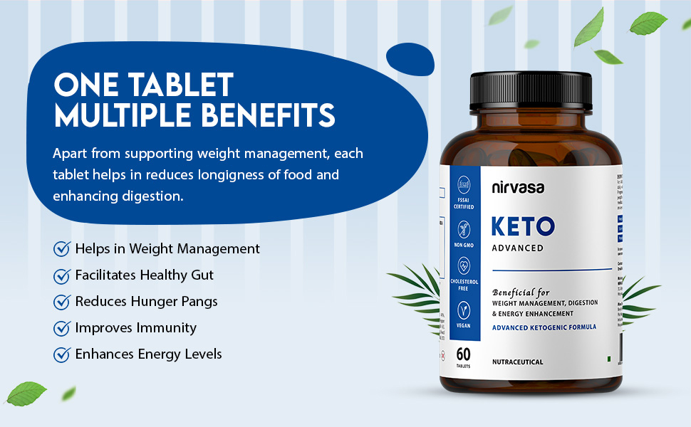 Nirvasa KETO Advanced Tablets (60 Tabs) with Garcinia Cambogia & Green Coffee Extract | Supports Weight Loss, Fat Burning & Ketosis | Boosts Energy & Metabolism | Natural Keto Supplement – Pack of 1