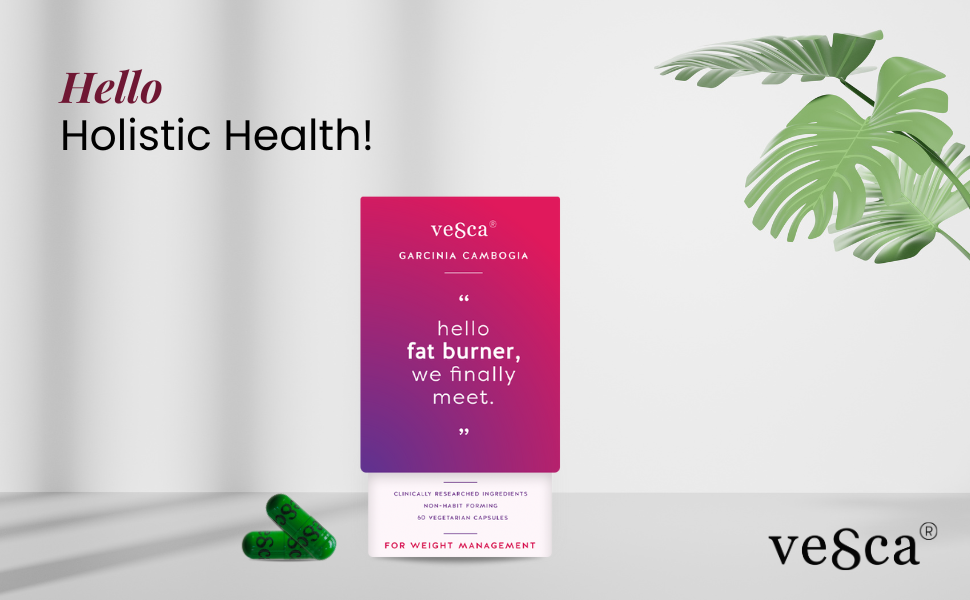 Vesca Garcinia Cambogia for Weight Management with Green Coffee, Green Tea and Grape Seed Extract, Fat Into Energy for Men & Women, Plant Based - 800mg_60 Veg Capsules