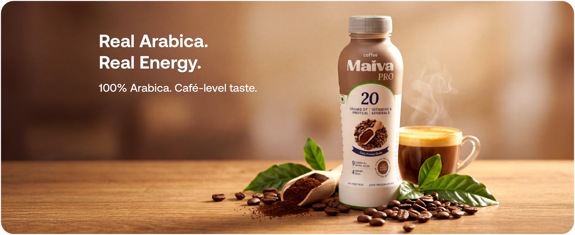 Maiva Pro Coffee Plant Protein Shake - 300ml (Pack of 12) | 20g Protein , 20 Vitamins & Minerals | Smooth & Delicious | Light on Stomach | Vegan, Lactose-Free, No Added Sugar, No Preservatives, No Artificial Sweetener