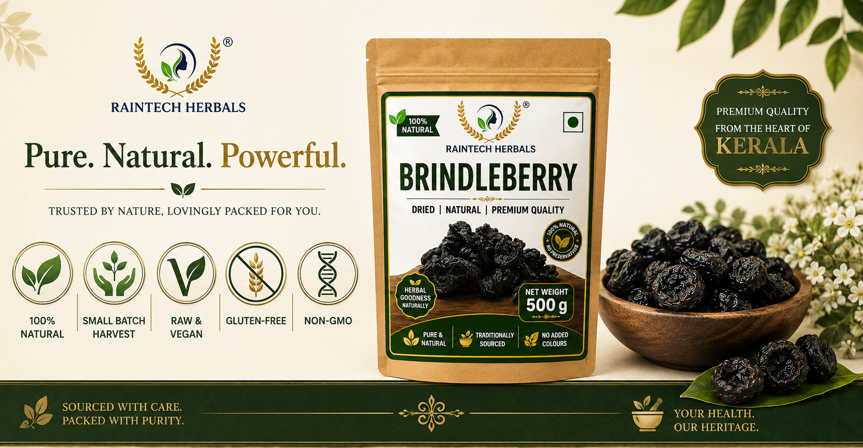 100% Natural Kudampuli/Malabar Tamarind(Garcinia Cambogia) - 500g | Sun-Dried & Smoke-Cured | Pure Brindleberry for Authentic Kerala Fish Curry & Weight Management Support
