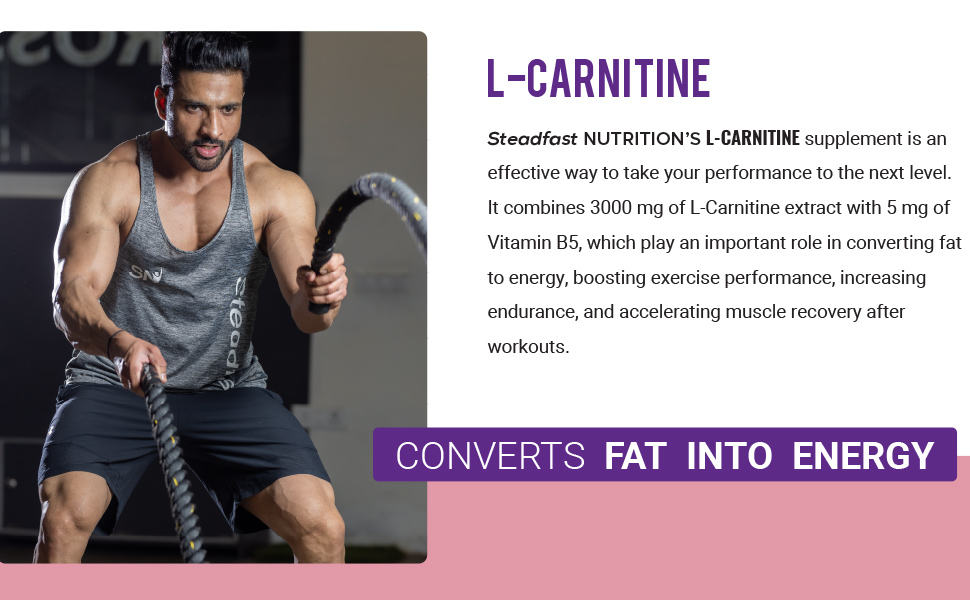 Steadfast Nutrition L-Carnitine 3000mg Liquid Supplement with Vitamin B5, Boosts Performance & Endurance (Orange 450ml)