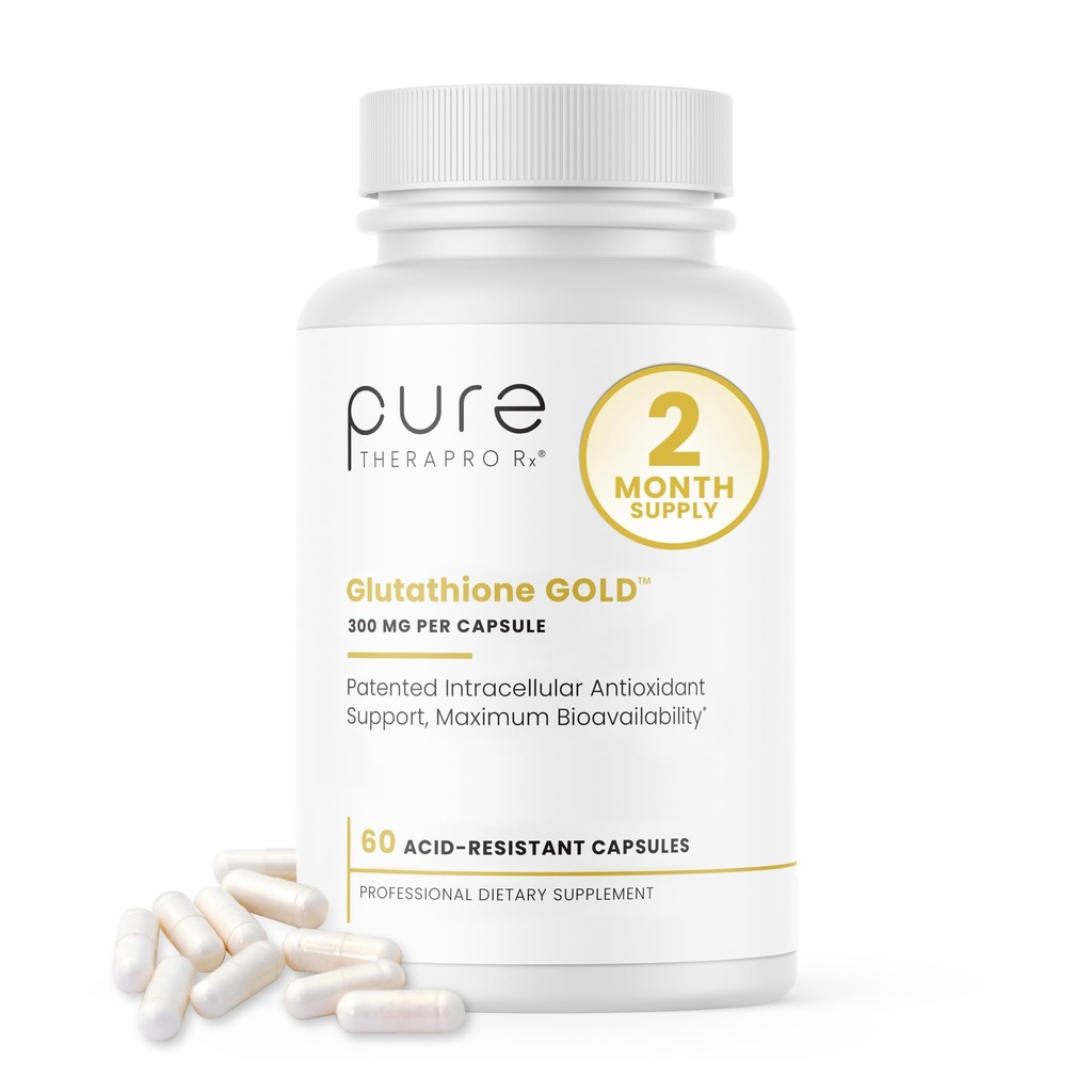 Pure Therapro Rx S-Acetyl Glutathione Gold 300mg PER Capsule - 60 Capsules | Extra-Strength | Patented Acetylated Form of Glutathione (EMOTHION) from Italy | Pharmaceutical Grade | Zero Fillers