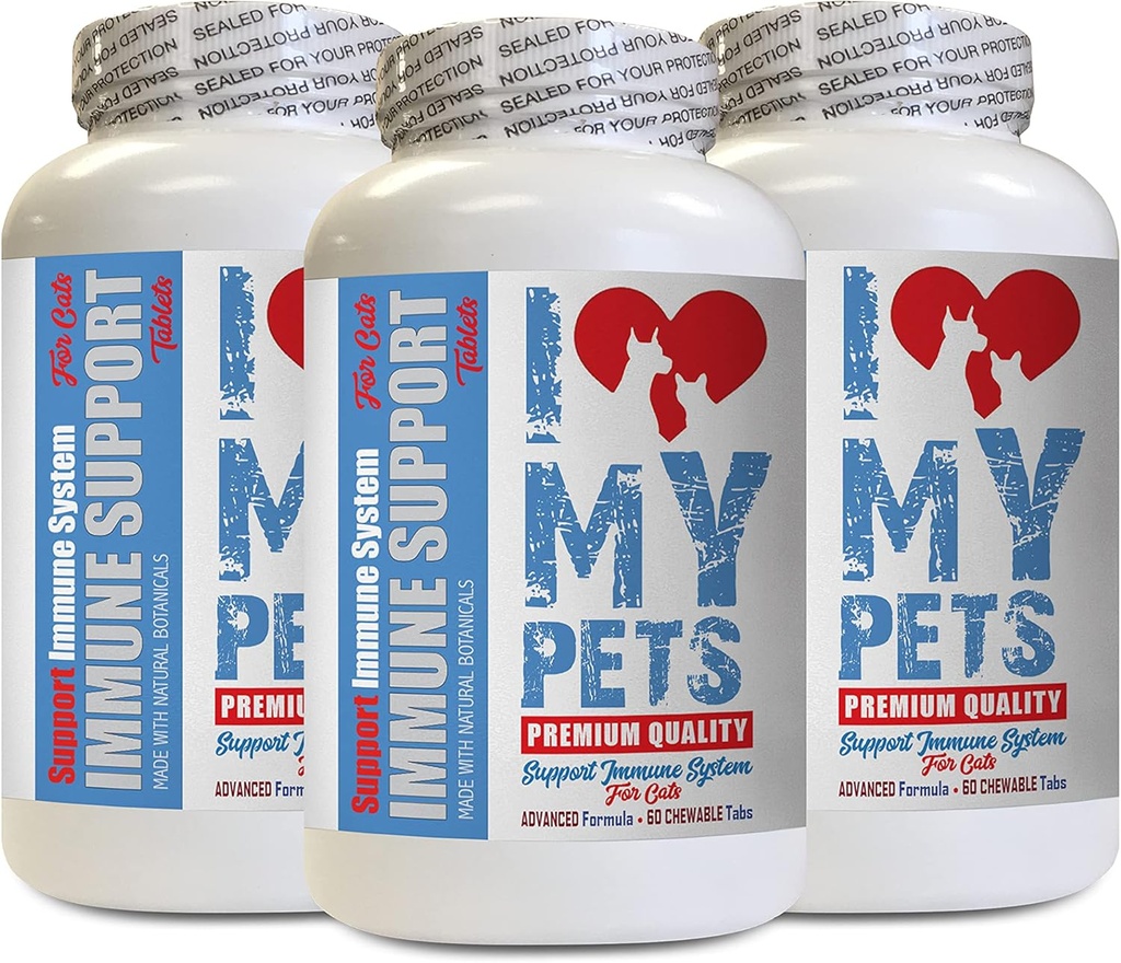 I LOVE MY PETS LLC Heart Health for Cats - CAT Immune Support - Booster - Healthy Supplement - cat Turmeric - 180 Treats (3 Bottles)