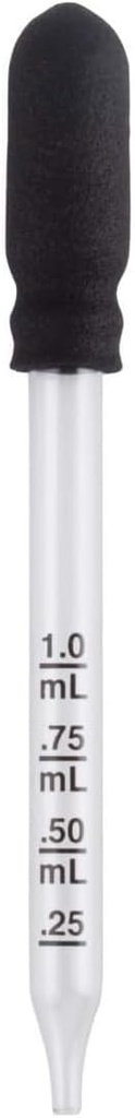 EZY DOSE Kids Straight-Tip Ear and Eye Medicine Dropper For Liquid & Medicine, 1mL Capacity Calibrated Glass, Rubber Bulb, Deliver Correct Dose, Clear, BPA Free
