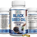 YUMMYVITE Cold Pressed Black Seed Oil - 120 Capsules, Premium Nigella Sativa Pure Black Cumin Seed Oil with Vitamin E, for Hair, Skin & Immune Health - Non-GMO 120 Capsules