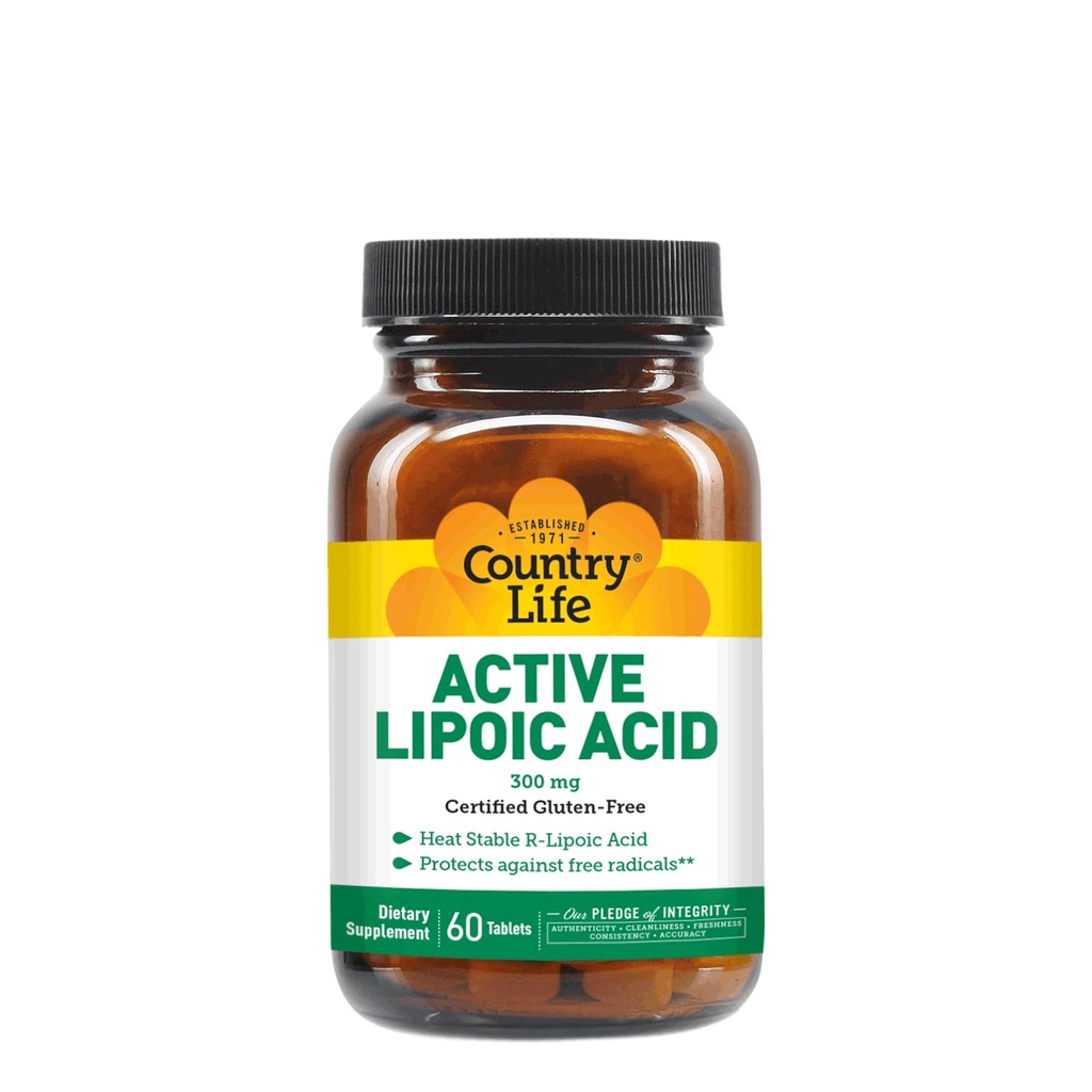Country Life R-Alpha Lipoic Acid Complex 300mg - Alpha-Lipoic Acid 270mg & R-Lipoic Acid 30mg - Antioxidant Support - No Yeast, Corn, Wheat, Soy, Gluten, Milk - Alpha Lipoic Acid Supplement