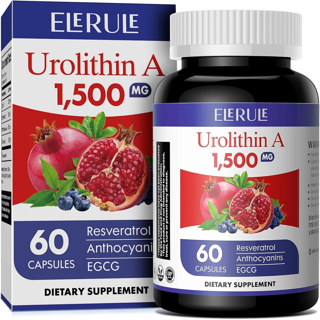 Urolithin A Supplement 1000 mg Plus Trans-Resveratrol, Anthocyanins, Green Tea,Promoting Healthy Aging,Supports Cellular and Energy for Men & Women, 60 Capsules-32