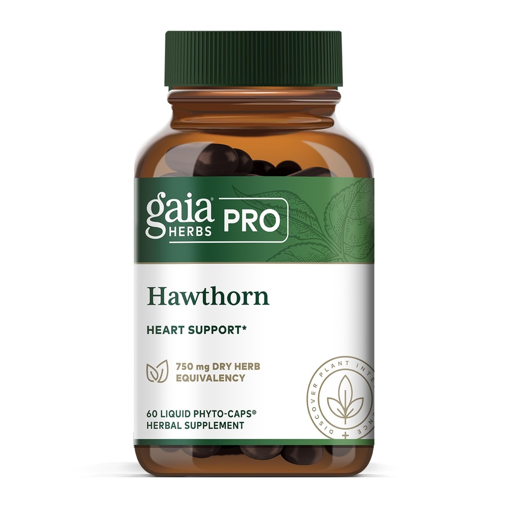 GAIA HERBS PRO Hawthorn - Cardiovascular Health Support Supplement* - Circulation Support Supplement* with Organic Hawthorn Berry - 60 Liquid Phyto-Capsules (60 Servings)