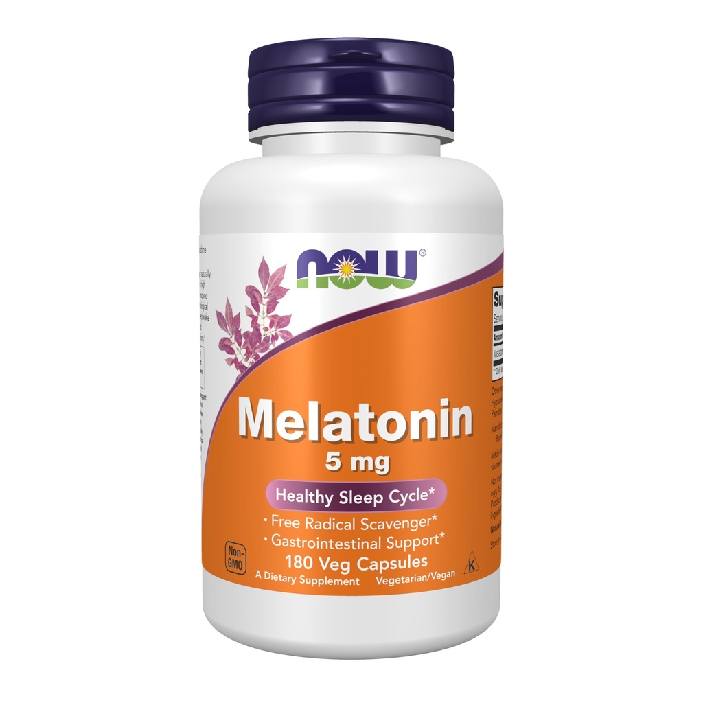 NOW Foods Melatonin 5mg Vcaps, 180 Capsules
