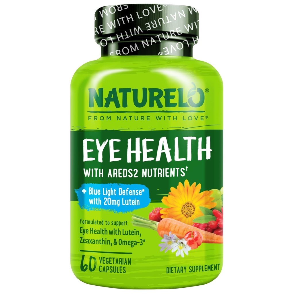 NATURELO Eye Vitamins, AREDS 2 Formula, 60 Vegan Capsules
