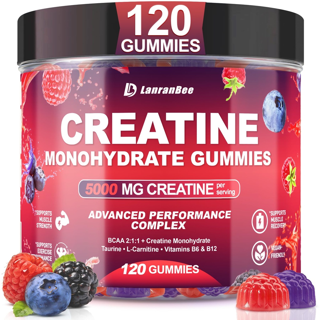 Creatine Monohydrate Gummies for Men & Women with L-Carnitine & Taurine