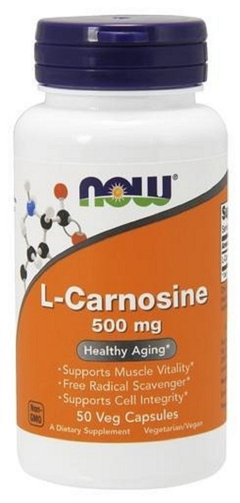 NOW Foods Supplements, L-Carnosine (Beta-Alanyl-L-Histidine) 500 mg, Healthy Aging, 50 Veg Capsules
