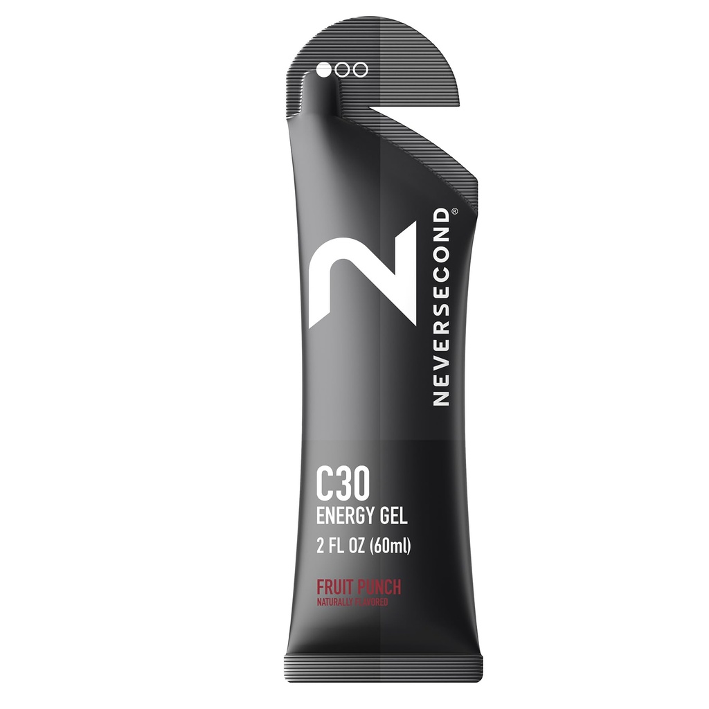Neversecond C30 Energy Gel, Performance Nutrition & Hydration, Never2 Energy Gel for Ultra Triathlons, Cycling & Marathons (Fruit Punch Flavor, 12-Count Pack)