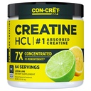 CON-CRET Creatine HCl Powder | Muscle, Cognitive, Cellular Energy Support | No Bloating or Cramps | USA Made & NSF Certified | Lemon Lime (64 Serving)