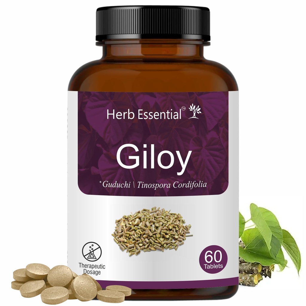 Herb Essential Giloy Tablets 500Mg 60 Count, Ayurvedic Herbal Supplement
