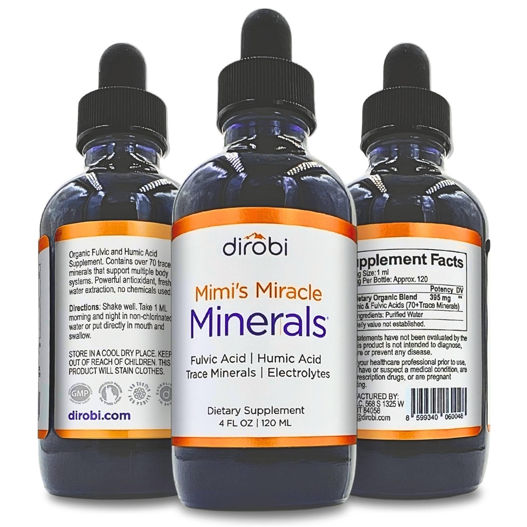 Mimi's Miracle Minerals – Fulvic & Humic Acid Supplement with 72+ Ionic Trace Minerals, Energy, Hair & Nail Growth Support, Organic Plant-Derived Liquid Drops, 4 oz
