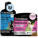 Omega 3 Fish Oil & Multivitamin Max Strength Virtual Bundle: Wild Caught Omega 3 Supplement & 15-in-1 Dog Vitamins for Skin, Coat, and Health (32oz)