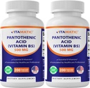 Vitamatic Pantothenic Acid (VIT. B5) 500 mg, 200 Veggie Capsules, 2 Pack