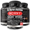Super Strength Horny Goat Weed 120 Capsules With Maca Arginine & Ginseng - Naturally Boost your Health, Workout Performance, Endurance & Energy, Joint Health For Men & Women (120C)