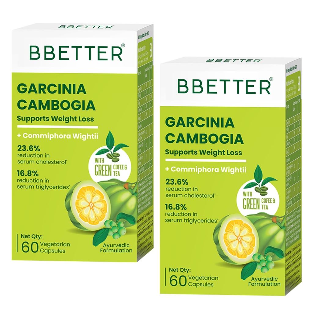 BBETTER Garcinia Cambogia For Weight Loss Capsules For Women And Men - With Green Coffee Green Tea Guggulu Extract & Inulin - Keto supplement -120 Veg capsules