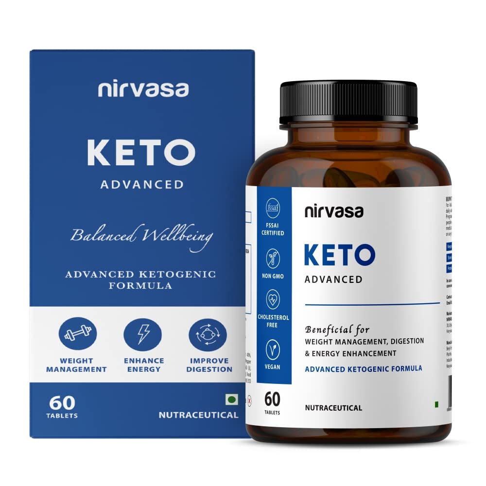 Nirvasa KETO Advanced Tablets (60 Tabs) with Garcinia Cambogia & Green Coffee Extract | Supports Weight Loss, Fat Burning & Ketosis | Boosts Energy & Metabolism | Natural Keto Supplement – Pack of 1