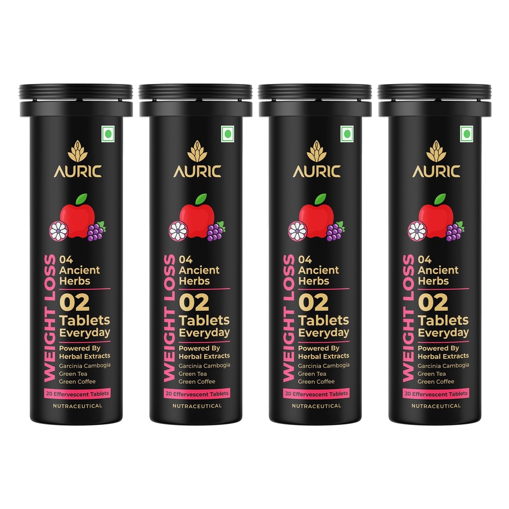 Auric Get Slim Effervescent | 80 Tablets Power of Green Coffee, Green Tea, Grape Seed & Garcinia Cambogia | For Men & Women
