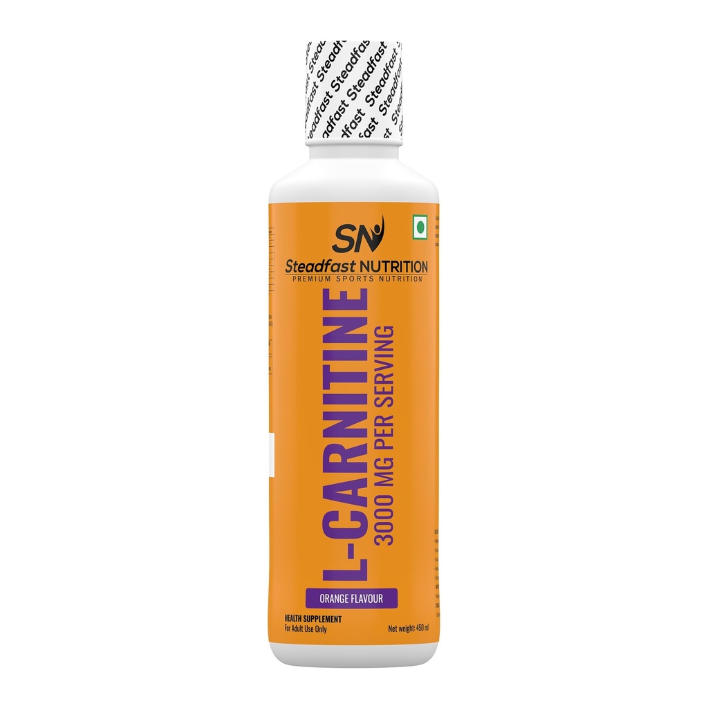 Steadfast Nutrition L-Carnitine 3000mg Liquid Supplement with Vitamin B5, Boosts Performance & Endurance (Orange 450ml)