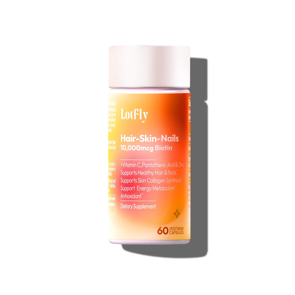 Biotin 10000 mcg with Zinc Vitamin C & Calcium Pantothenate – Supports Healthy Hair Growth, Strong Nails & Glowing Skin for Women & Men | Made in The USA | 60 Vegan Capsules (2 Months Supply)