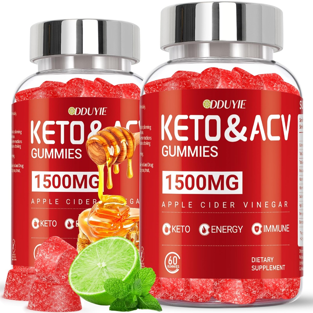 Keto ACV Gummies - 1500mg Apple Cider Vinegar Gummies with Pomegranate Beetroot & Vitamin B12 B6 - Lemon Honey Flavor - for Men & Woman - GMO Free & Vegan - 120 Count