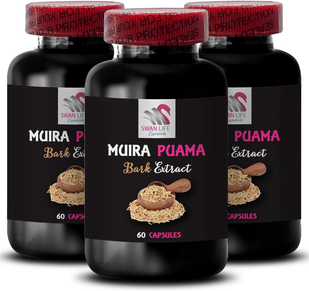 Botanical Source - MUIRA PUAMA BARK EXTRACT - Adventure Activation, Herbal Energy Boost, Daily Vitality, Strength Activation, Energizing Plant Power, Energizing Blend Lift, Power Surge 3 Bot 180 Caps