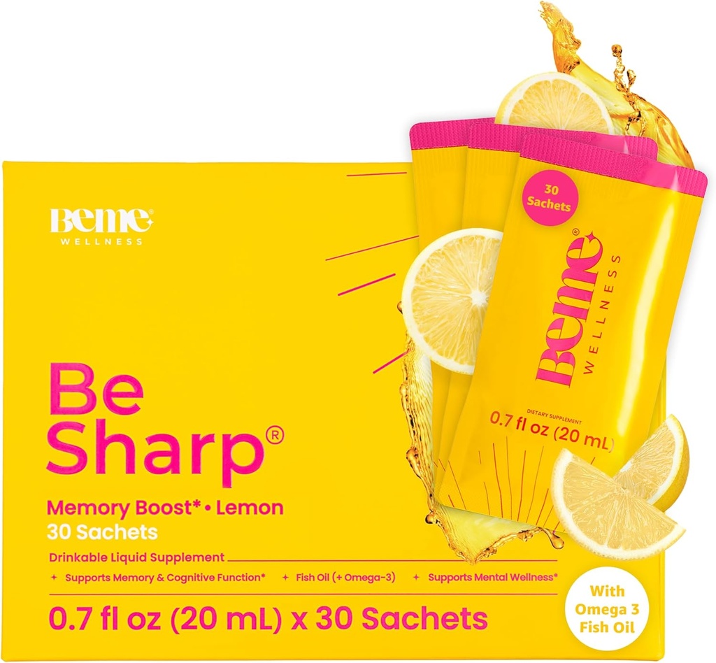 BeMe Liquid Omega 3 Fish Oil - Turmeric Curcumin, Lemon Balm Extract & Omega 3 Supplement for Women - Patented EPAX® for Quick Absorption & high bioavailability - Supports Memory & Brain Health