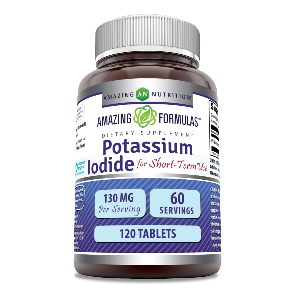 Amazing Formulas Potassium Iodide Supplement | 130 Mg | 120 Tablets | Non-GMO | Gluten-Free | Made in USA
