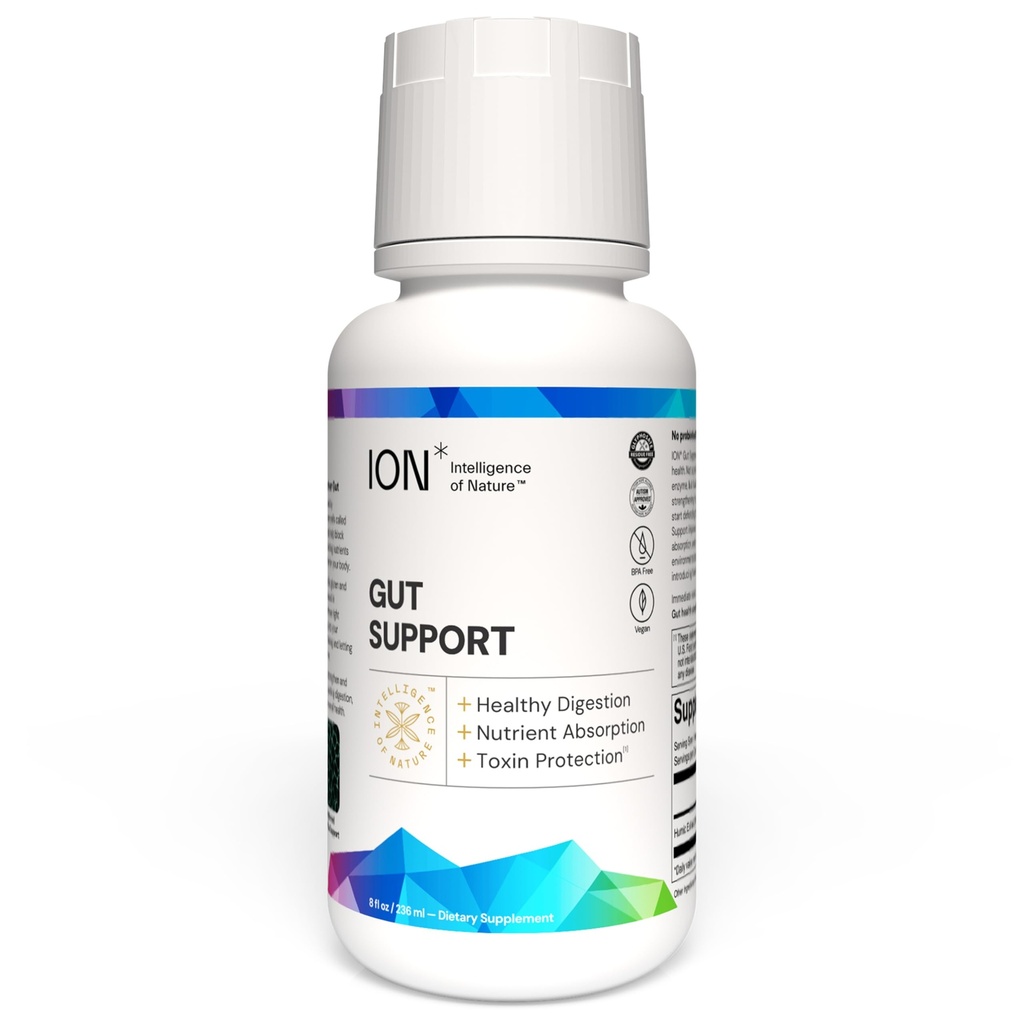 ION* Intelligence of Nature Gut Support Liquid Supplement - Gut & Digestive Health Liquid Drops, Cleanse & Detox with Humic Extract for Women & Men, Adults & Kids 4+ - 8 fl oz (Pack of 1)