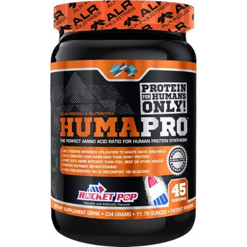 Humapro by ALR Industries Premium Protien Powder, Rocket Pop, 334 Grams, HumaPro Protein Powder for 510% Greater Lean Mass - Delicious Fruit Flavored Supplement Drink Mix, Perfect Amino Acid Ratio, 30