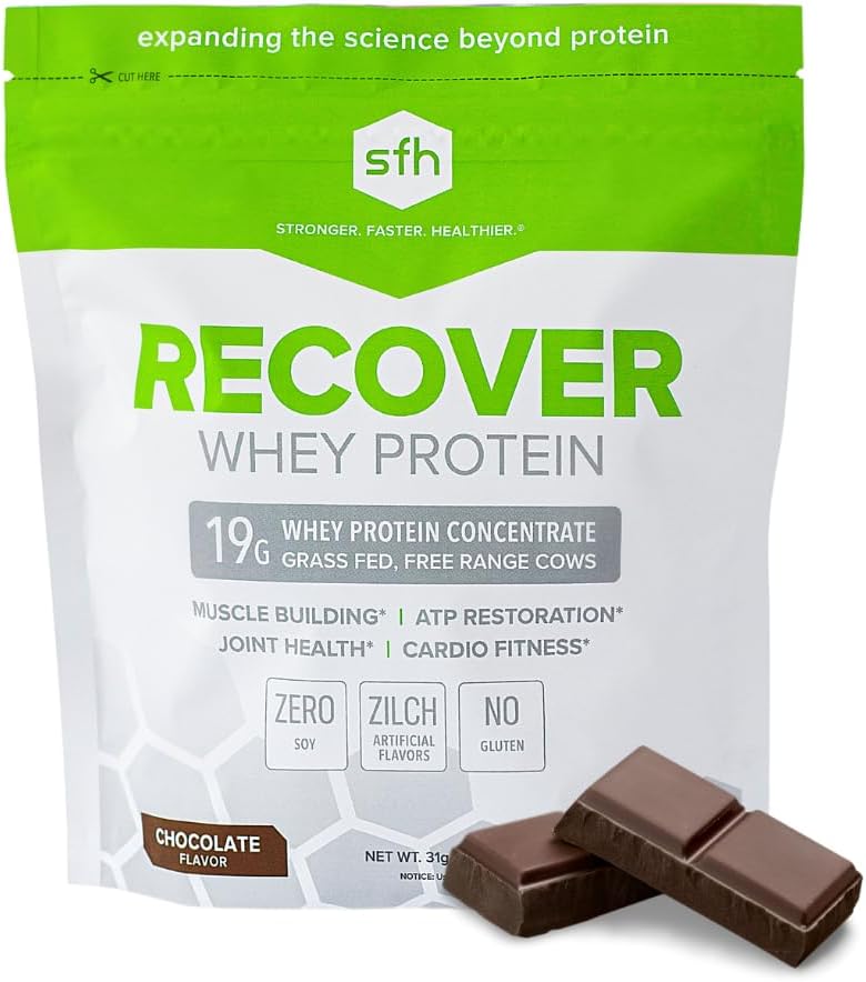 SFH Recover Whey Protein Powder (Chocolate) Great Tasting Grass Fed Whey for Post Workout | All Natural | No Soy, No Gluten, No RBST, No Artificial Flavors (20 Serving Bag)