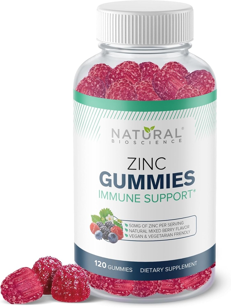 Zinc Gummies 50mg - High Potency Immune Support, Skin Health, Antioxidant, Daily Immunity Supplement for Adults, Vegan, Gluten-Free, Non-GMO, Chewable Zinc Citrate Gummies, 120 Gummies