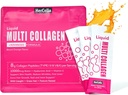 Liquid Collagen for Women, 10000mcg Biotin, 8000mg Multi Type Collagen Peptides, Hyaluronic Acid, Vitamin C, Skin, Nail, Hair Supplement, Orange Flavor, 10 Fl oz. (1 Pack, Orange)