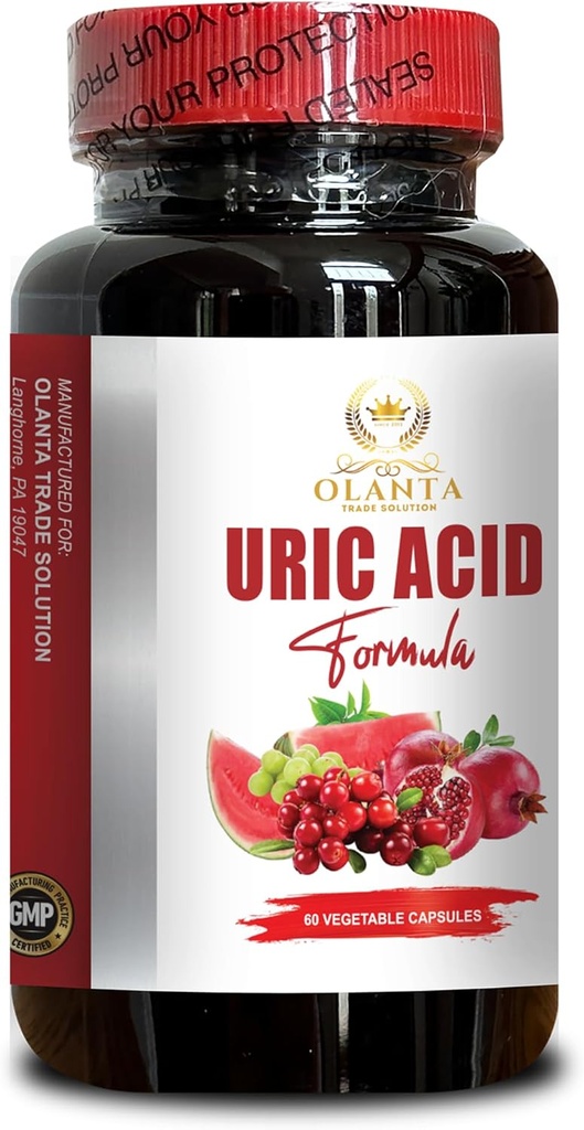 URIC Acid - Support Normal Kidney Function, Joint Comfort, Uric Acid Support Formula, Support Healthy Urinary Tract - 1 Bottle 60 Capsules