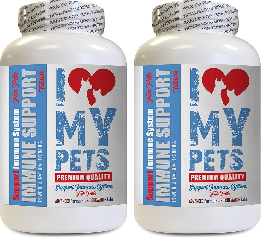 I LOVE MY PETS LLC cat Immune Supplement - PET Immune Support - Dogs and Cats - Booster - Healthy - Lions Mane for cat - 120 Treats (2 Bottles)
