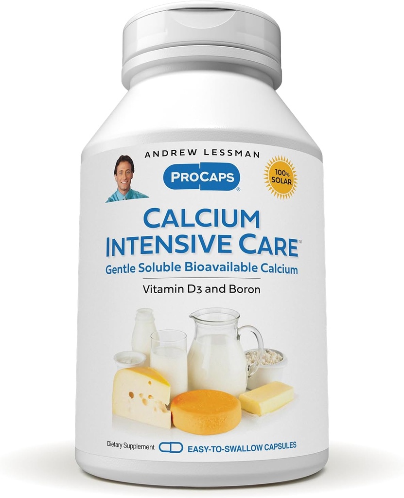 ANDREW LESSMAN Calcium Intensive Care - 60 Capsules - Maintains Healthy Bone and Skeletal Tissues. Vitamin D, Boron. Ultra-Fine, Highly Absorbable Powder in Easy-to-Swallow Capsule. No Additives.