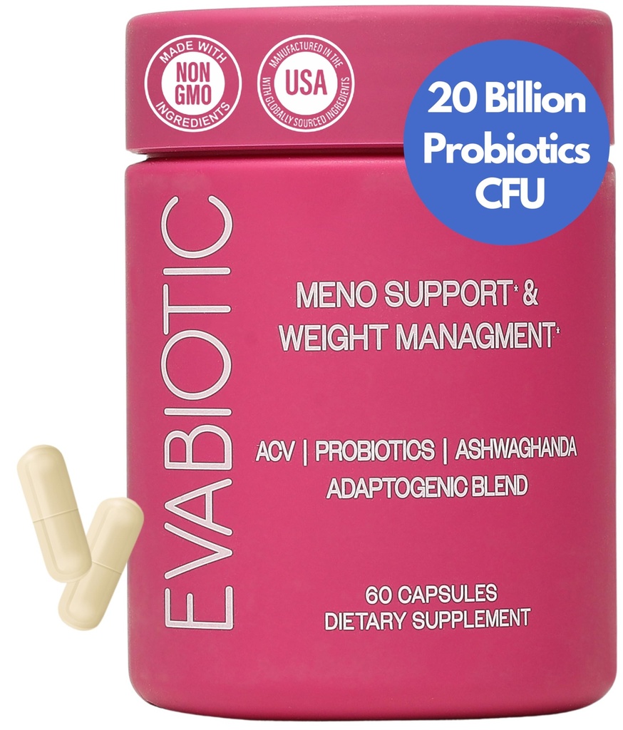 Complete Menopause Vitamins - Ashwaghanda, Probiotics, ACV for Weight Management, Hot Flashes, Night Sweats, Bloat, Hormone Balance - Vegan 60 Caps Menopause Supplements for Women Non-GMO