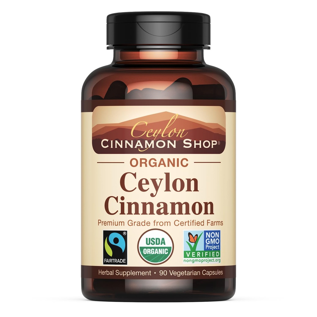 Ceylon Cinnamon Shop Organic Ceylon Cinnamon USDA Certified Supplement, 90 Capsules