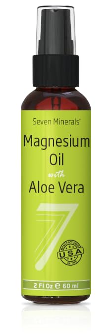 Seven Minerals Magnesium Oil Spray with Aloe Vera - Travel Size | Pharmaceutical (USP) Grade, Highest Strength 7mUSA - Mined in The USA