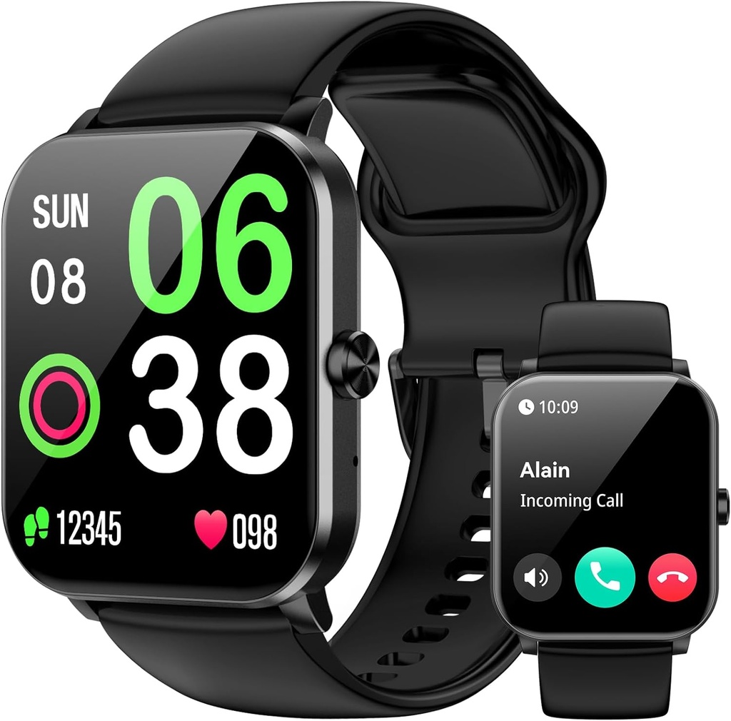 Smart Watch, Smartwatches for Men Women, 1.85" HD Fitness Tracker (Answer/Make Calls), 120+ Sport Modes, Heart Rate/Sleep Monitor, IP68 Waterproof Fitness Watch, Smartwatch for Android iOS